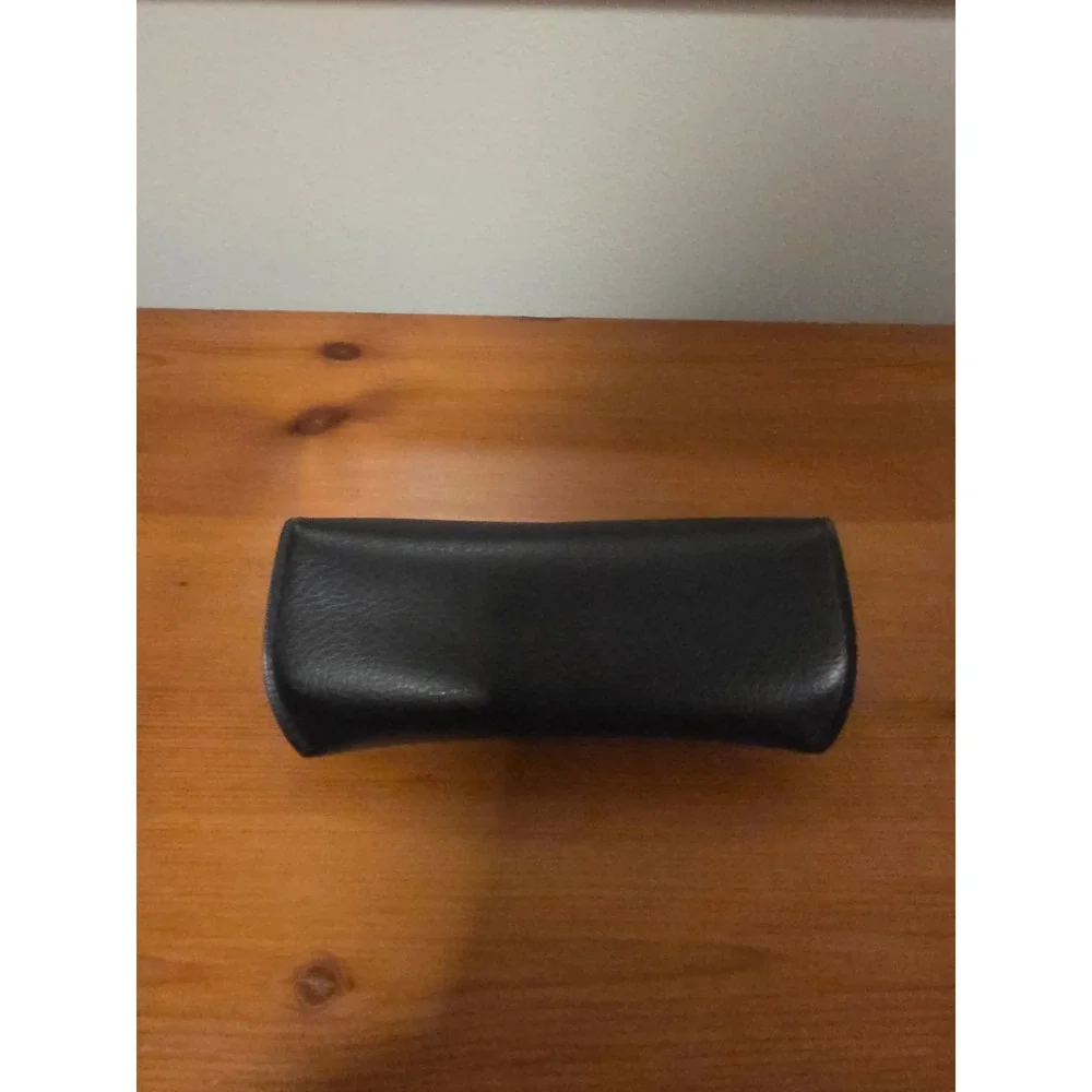 Ray-Ban Black Pebbled Faux Leather Sunglasses Case Snap Closure Gold Seal